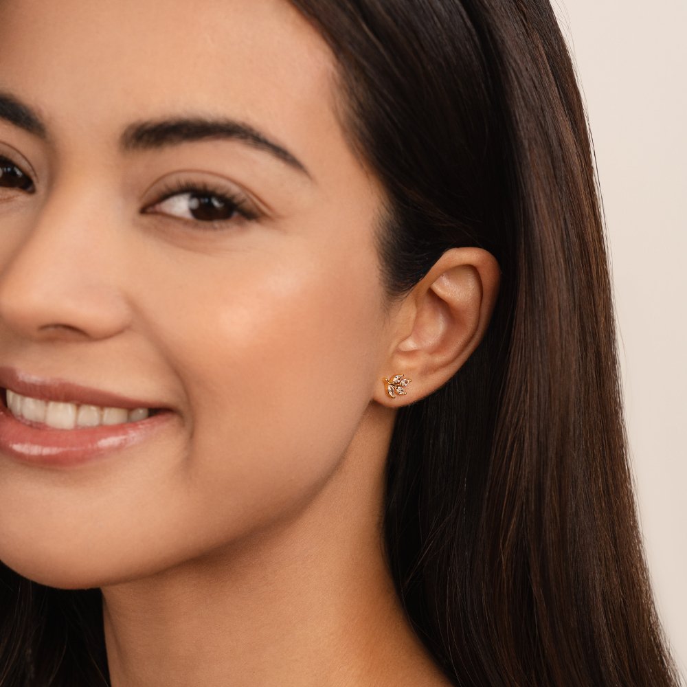 Elara Leaf Stud Earrings