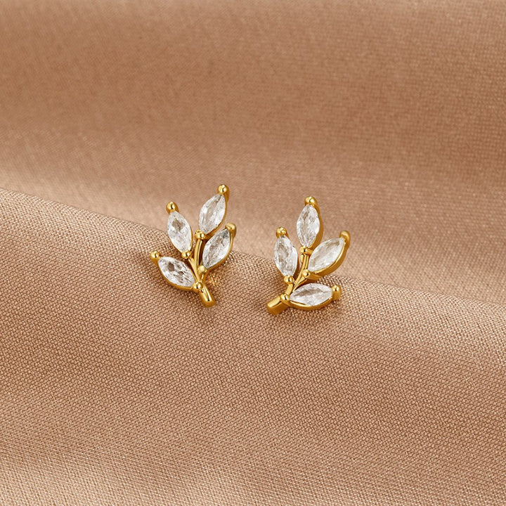 Elara Leaf Stud Earrings