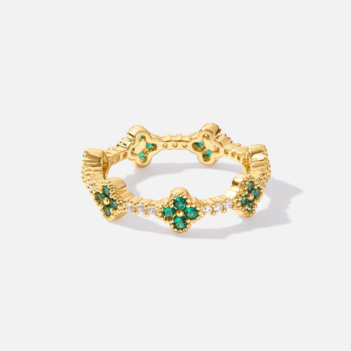 Emerald Clover Ring