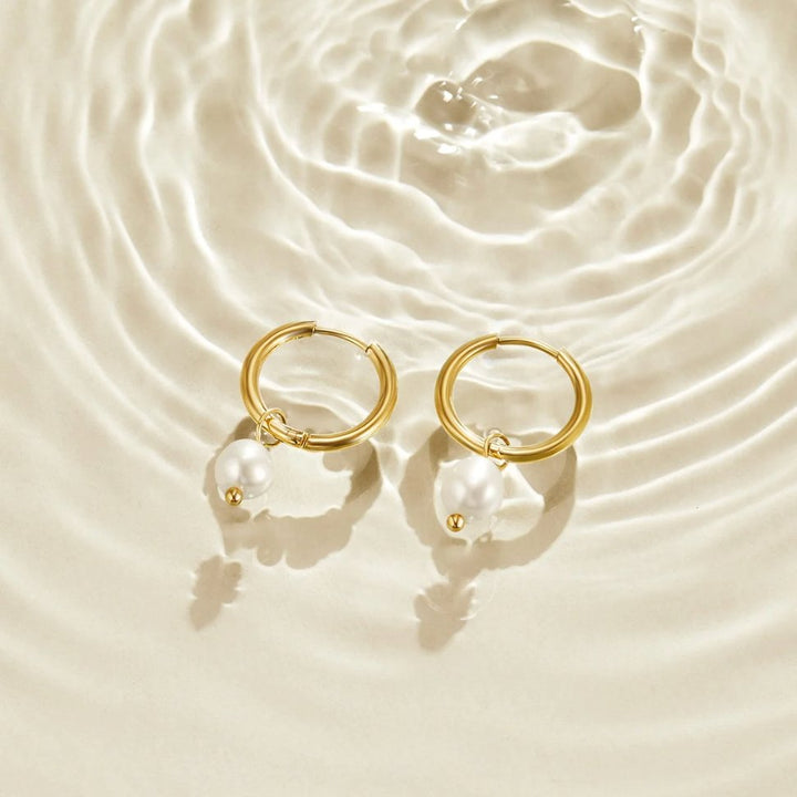 Luna Pearl Hoops Earrings