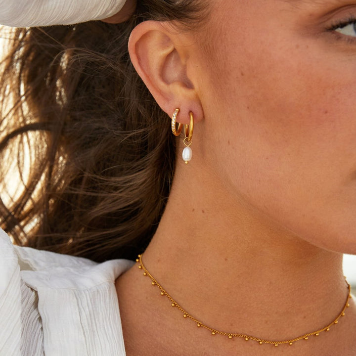 Luna Pearl Hoops Earrings