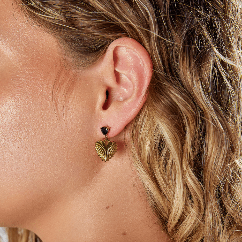 Valentina Gold Heart Drops Earrings