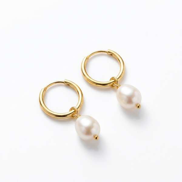 Luna Pearl Hoops Earrings