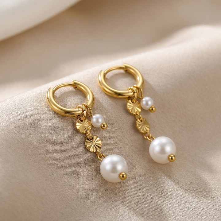 Élise Pearl Cascade Hoop Earrings