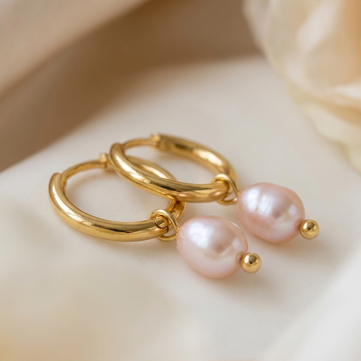 Pearl Bella Hoop Earrings