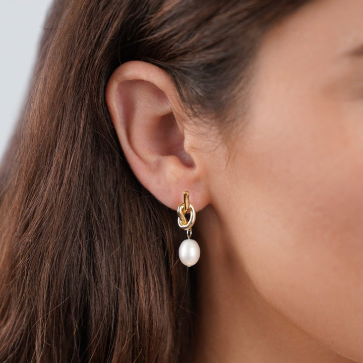 Pearl Knot Drop Earrings