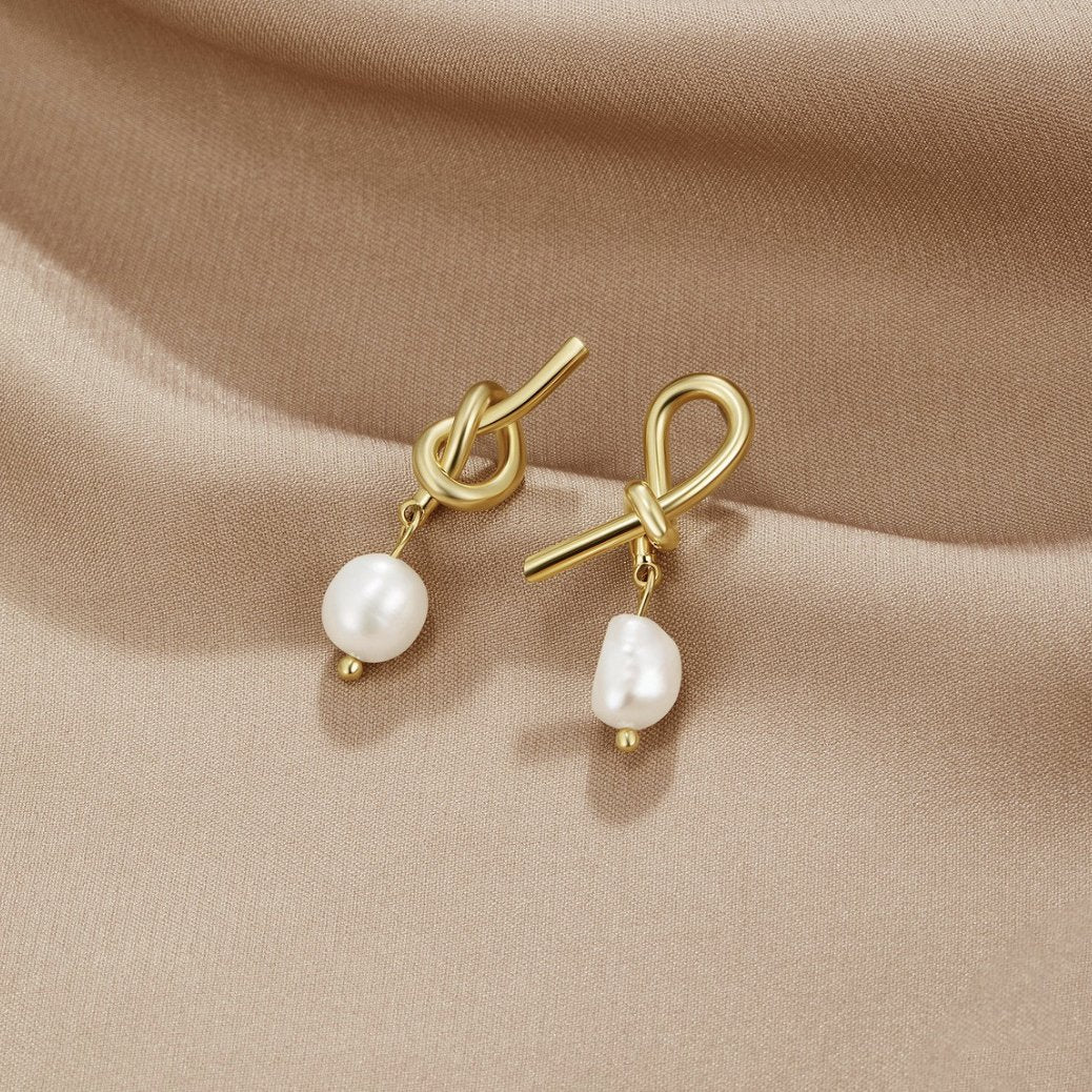 Pearl Knot Drop Earrings