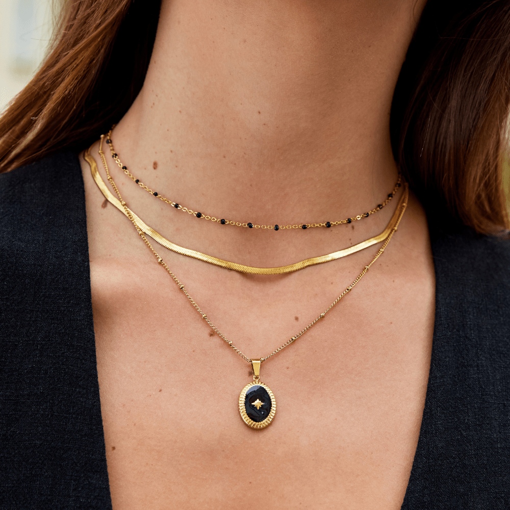 Elara Noir Beaded Necklace