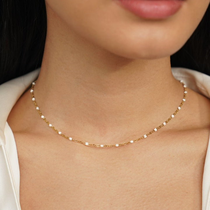 Adeline White Bead Necklace