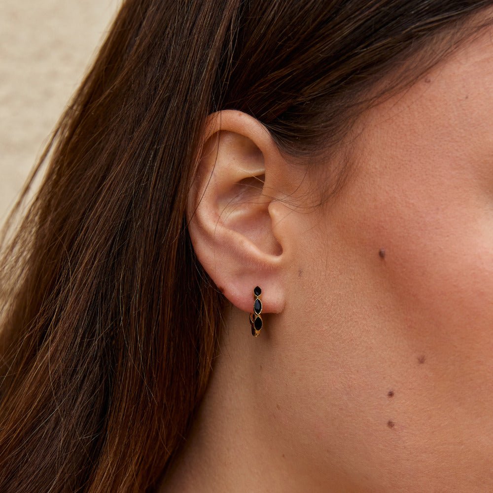 Odette Noir Hoop Earrings