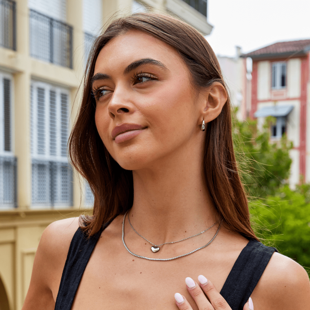 Celeste Silver Hoop Earrings